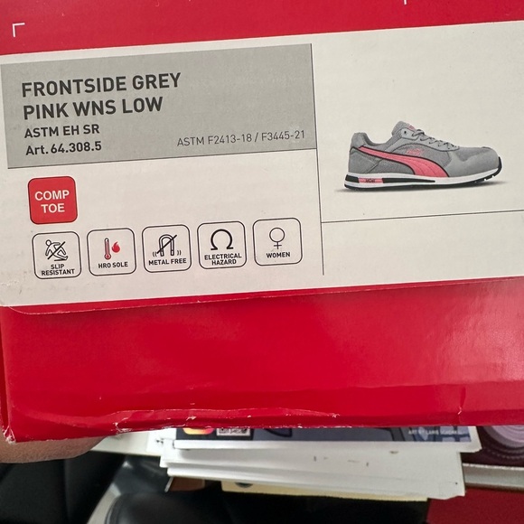 PUMA Women's Gray and Pink Athletic Shoes - Picture 3 of 4